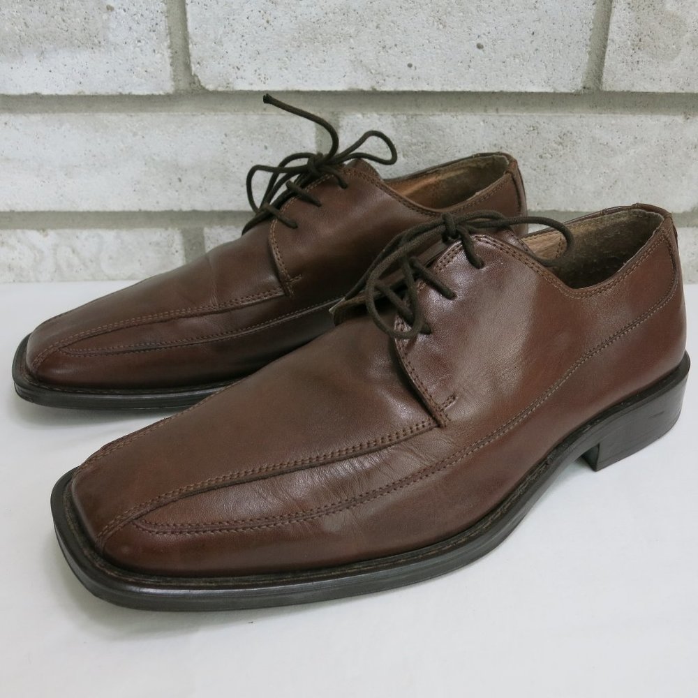 Alfani Split Top Brown Leather Dress Oxfords Men's Footwear Shoes 9.5 M